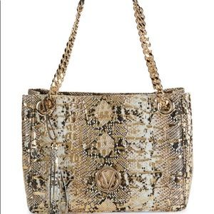 Valentino Luisa Embossed-Snakeskin Leather Chain Tote